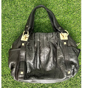 Junior Drake Black Leather Purse with Gold Tone Hardware